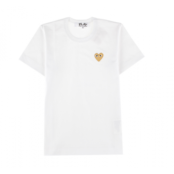 [꼼데가르송] AZ-T215-051-4 꼼데 골드 와펜 라운드 티셔츠 화이트 여성티셔츠